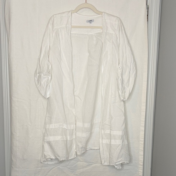 White Lightweight Sheer Tunic Cover-Up 1X Linen Summer Vacation Coastal - Picture 2 of 6